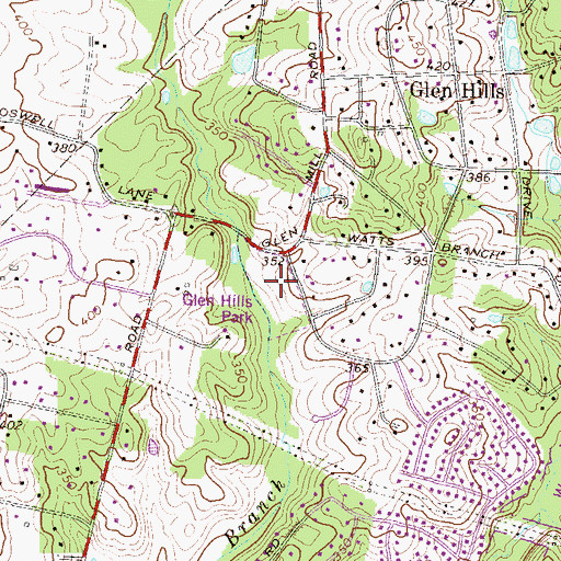 Topographic Map of Glen Hills Park, MD