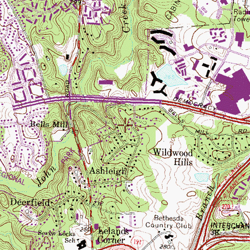 Topographic Map of Knollwood, MD