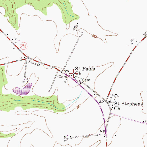 Topographic Map of Sassafras Neck Methodist Church (historical), MD