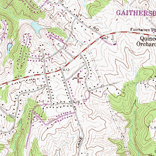 Topographic Map of Mountain View Estates, MD