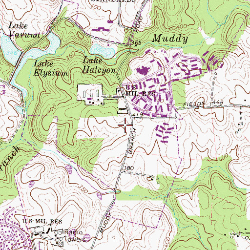 Topographic Map of Muddy Branch Square Shopping Center, MD