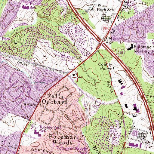 Topographic Map of Orchard Ridge Park, MD