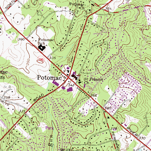Topographic Map of Potomac Village Shopping Center, MD