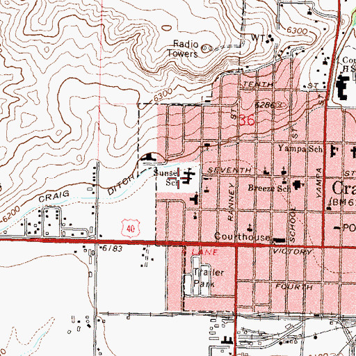 Topographic Map of Sunset Elementary School, CO