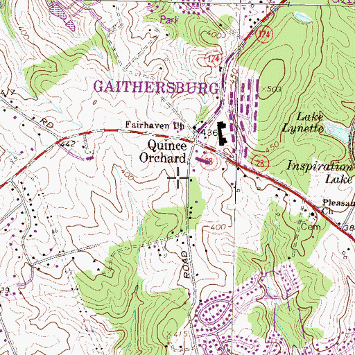 Topographic Map of Quince Orchard High School, MD