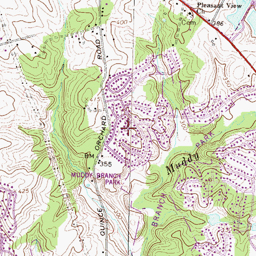 Topographic Map of Quince Orchard Knolls, MD
