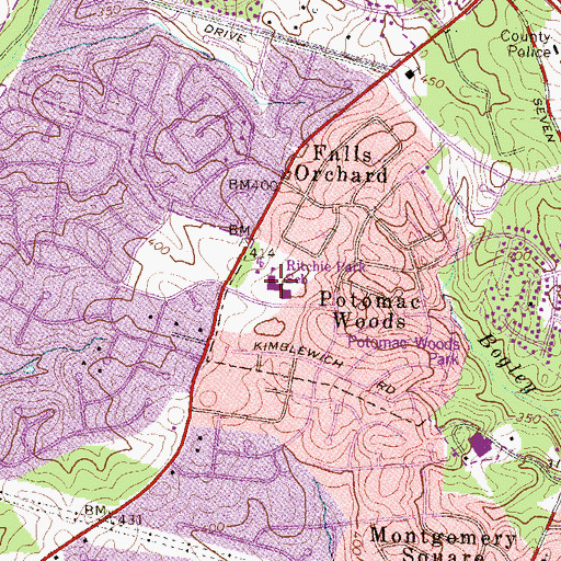 Topographic Map of Ritchie Park Elementary School, MD