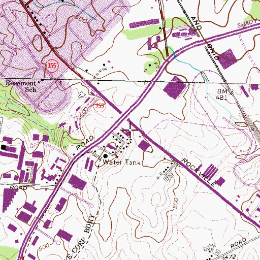 Topographic Map of Shady Grove Plaza Shopping Center, MD