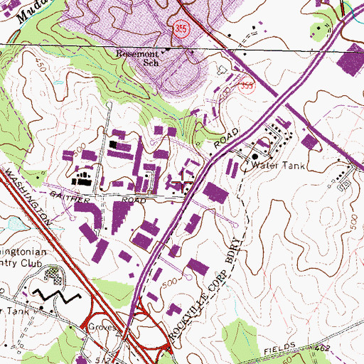 Topographic Map of Shady Grove Shopping Center, MD