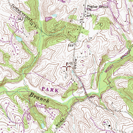 Topographic Map of Travilah Acres, MD