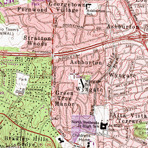 Topographic Map of Wyngate Woods Park, MD