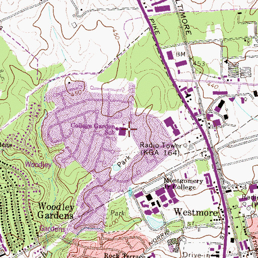 Topographic Map of College Gardens Elementary School, MD