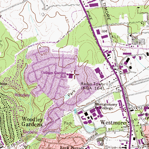 Topographic Map of College Gardens Elementary School, MD