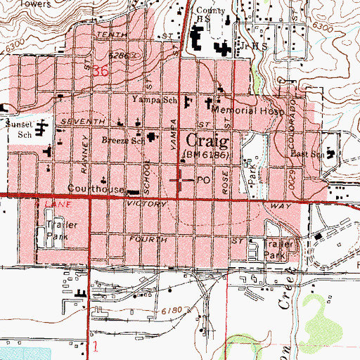 Topographic Map of Craig, CO