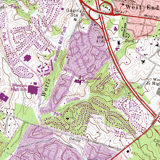 Topographic Map of Fallsmead Elementary School, MD