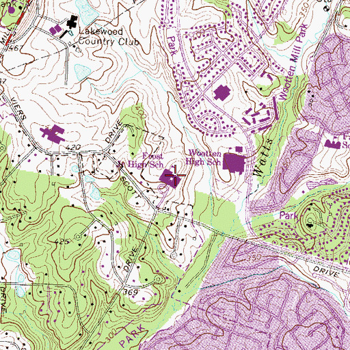 Topographic Map of Robert Frost Middle School, MD