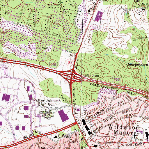 Topographic Map of Interchange 1, MD