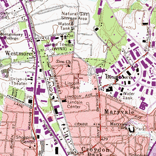 Topographic Map of Lincoln Terrace Park, MD
