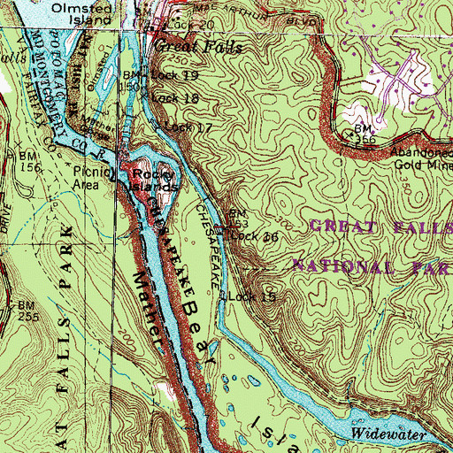 Topographic Map of Lock 16, MD