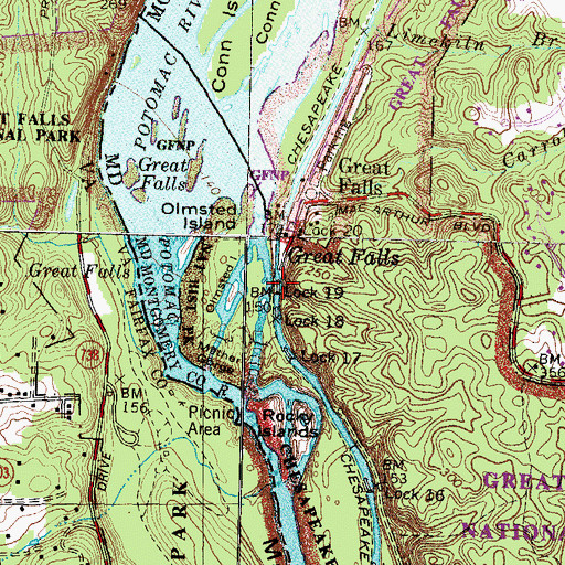 Topographic Map of Lock 19, MD