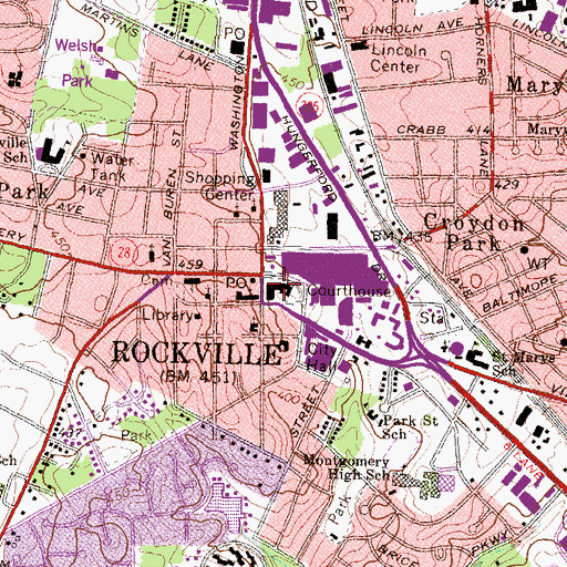 Topographic Map of Montgomery County Courthouse, MD