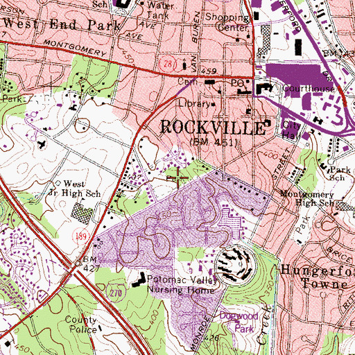Topographic Map of Monument Park, MD