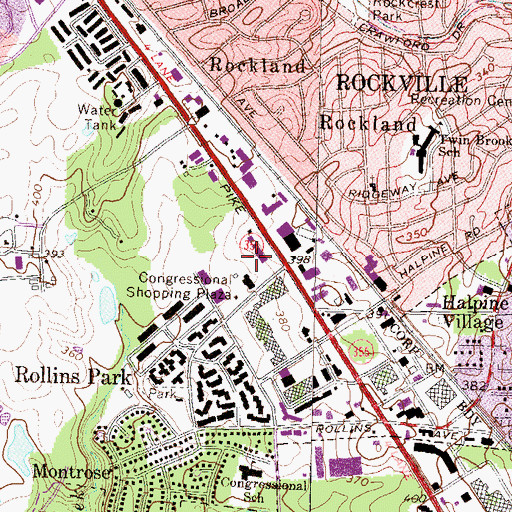 Topographic Map of North Congressional Plaza Shopping Center, MD