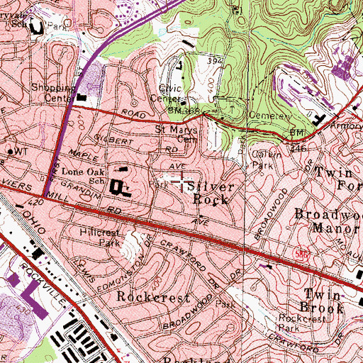 Topographic Map of Silver Rock Park, MD