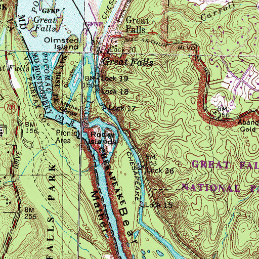 Topographic Map of Six Locks, MD