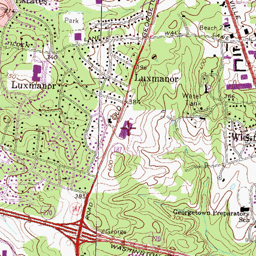 Topographic Map of Tilden Middle School, MD