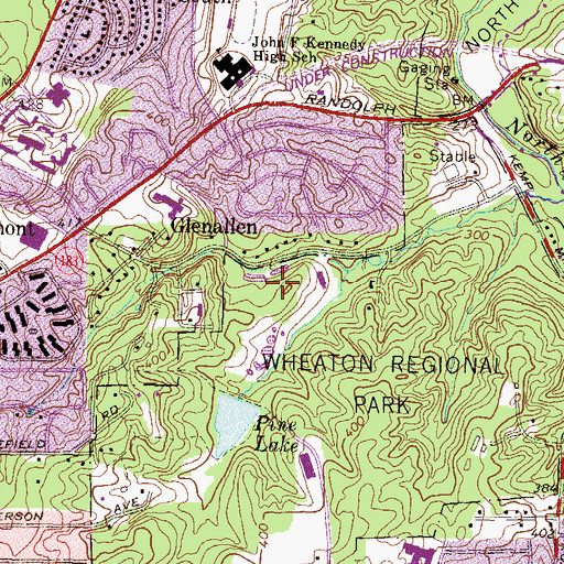 Topographic Map of Brookside Botanical Gardens, MD