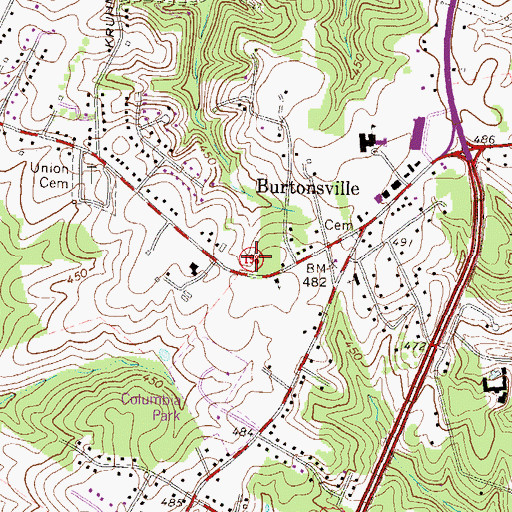Topographic Map of Burtonsville Baptist Church, MD
