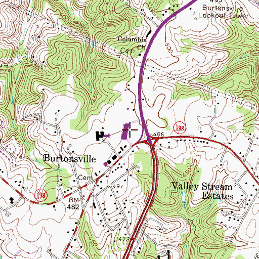 Topographic Map of Burtonsville Crossing Shopping Center, MD