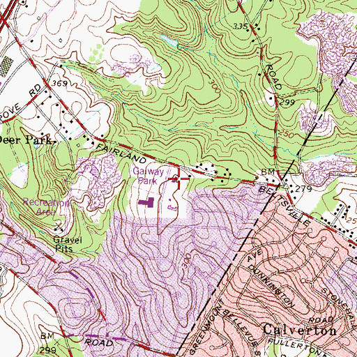 Topographic Map of Calverton Baptist Church, MD
