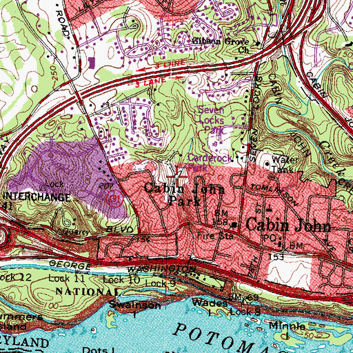 Topographic Map of Carderock Park, MD