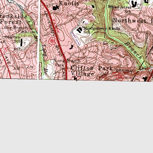 Topographic Map of Clifton Park Baptist Church, MD