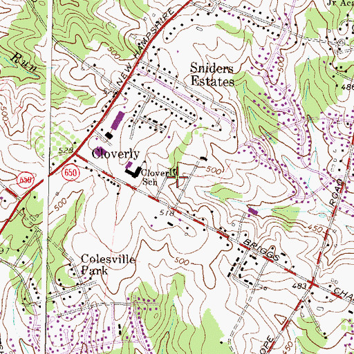 Topographic Map of Cloverly Park, MD