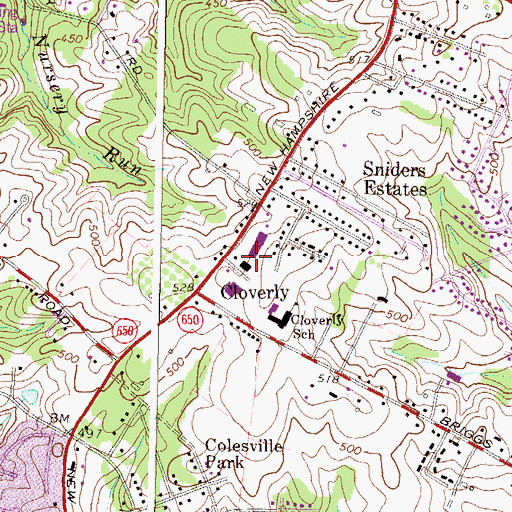 Topographic Map of Cloverly Village Shopping Center, MD
