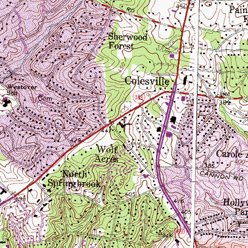 Topographic Map of Colesville United Methodist Church, MD