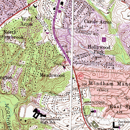 Topographic Map of Colesville United Presbyterian Church, MD