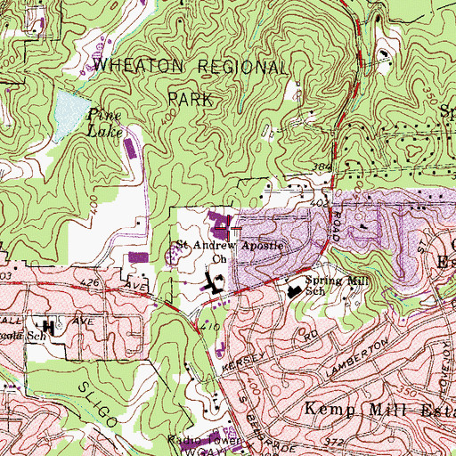 Topographic Map of Colonel E Brooke Lee Middle School, MD