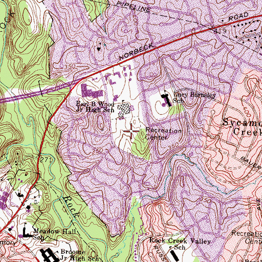 Topographic Map of Earle B Wood Park, MD