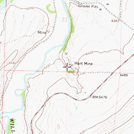 Topographic Map of Hart Mine, CO