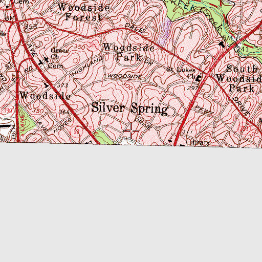 Topographic Map of Fairview Park, MD