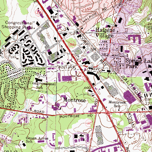 Topographic Map of Federal Plaza Shopping Center, MD