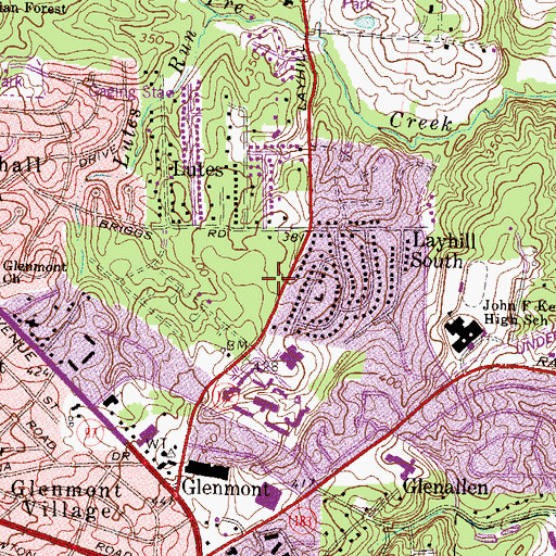 Topographic Map of Glenfield Park, MD