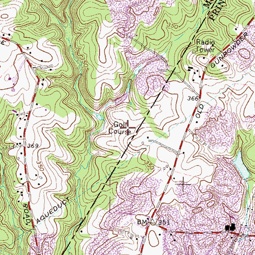 Topographic Map of Gunpowder Road Golf Course, MD