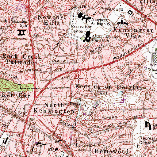 Topographic Map of Kensington Heights Park, MD