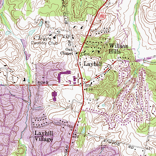 Topographic Map of Layhill Shopping Center, MD