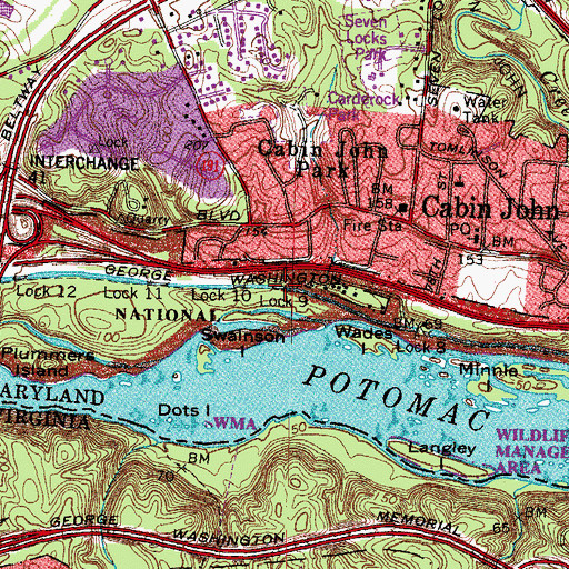 Topographic Map of Lock 9, MD